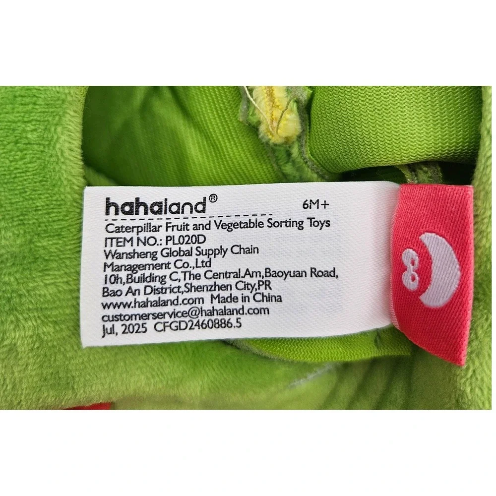 hahaland Caterpillar 17pc Fruit and Vegetable Sorting Plush Play Food Set PL020D
